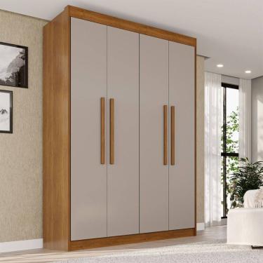 Imagem de Guarda-Roupa Solteiro Weather 4 Portas 3 Gavetas 100% Mdf Cinamomo/Off White - Pnr Móveis