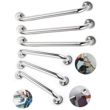 Imagem de Kit 6 Barra de Apoio Alça Banheiro 40 E 60cm Corrimão Suporte Pegador 