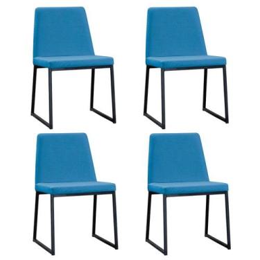 Imagem de Kit 4 Cadeiras para Sala de Jantar Escritório Estofada Base em Aço Yan