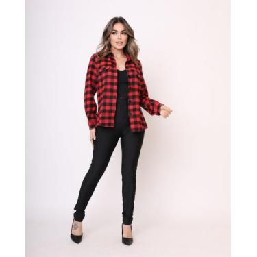 Imagem de Camisa Feminina Xadrez Festa Junina Manga Longa  Look Caipira Tradicio