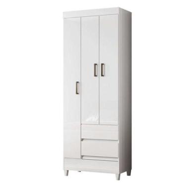 Imagem de Guarda Roupa Solteiro 3 Portas Com Pés Fit Branco Brilho - Santos Andi