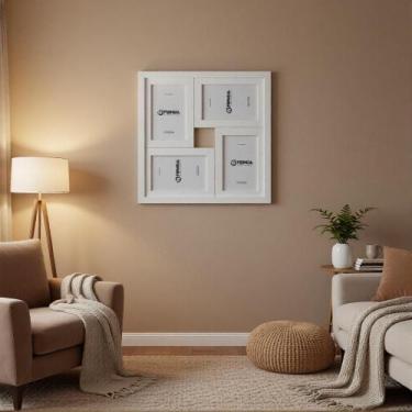 Imagem de Porta retrato Premium Mosaico 42x42cm Para 4 Fotos 15x21cm VIDRO - Fui