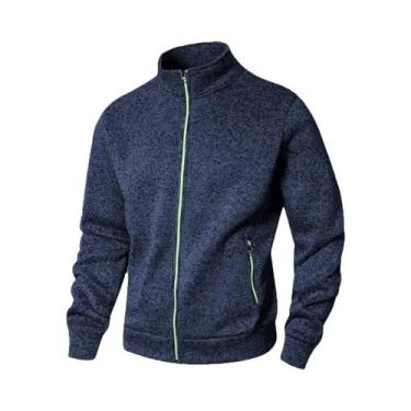 Imagem de Cardigã Masculino Oversize De Outono Com Zíper, Manga Longa, Gola Alta