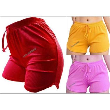 Imagem de kit 3 shorts canelado curto verão - JFA MODAS, Preto, Azulmarinho, Cin