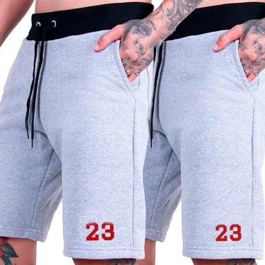 Imagem de Kit 2 Bermudas Moletom Esportivas Shorts Basquete Americano 23 Plus Size-Masculino