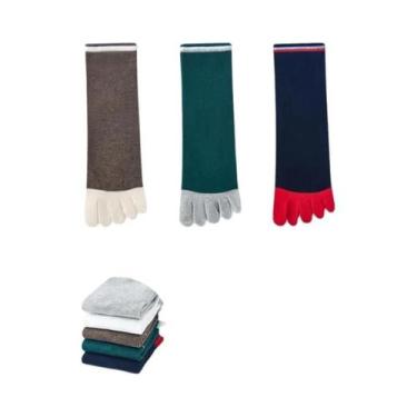 Imagem de Meias Esportivas Masculinas De Cinco Dedos (3-5 Pares) Cano Médio Algo