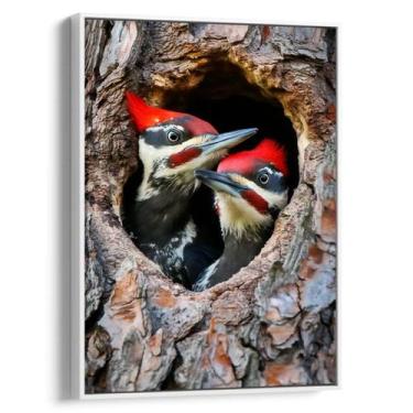 Imagem de Quadro decorativo Pica Pau na Toca - Art Canvas, 60 x 40 cm, Branco