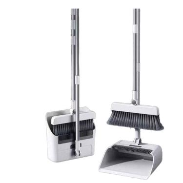 Imagem de Kit Vassoura Dobravel Inox Conjunto Pa De Lixo Articulada