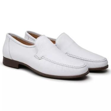 Imagem de Sapato Social Couro Jacometti 066 Masculino Solado Flexível Macio Branco 44-Masculino