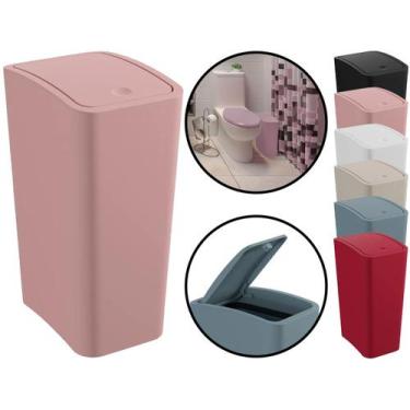 Imagem de Lixeira Plástica Retangular Cesto De Lixo Com Tampa Click Lavabo Escri