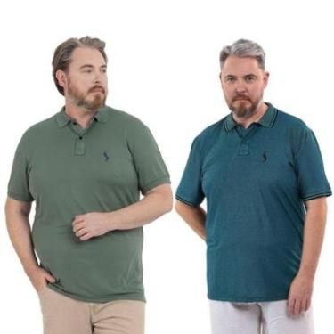 Imagem de Kit 2 Camisa Polo Masculina Plus Size Piquet Viscose Dry-Masculino