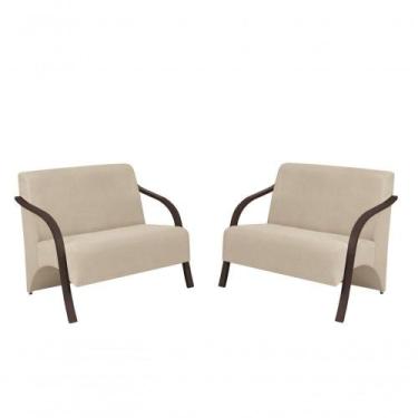 Imagem de Kit 2 Poltronas 2 Lugares Namoradeira Vênus Suede D Salla