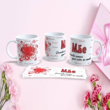 Imagem de Caneca de Porcelana 325ML Mães Estampa 82 para Presente Dia das Mães Temática Branco Ou...