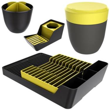 Imagem de Kit Cozinha Escorredor Louças + Porta Talheres + Organizador Pia + Lix