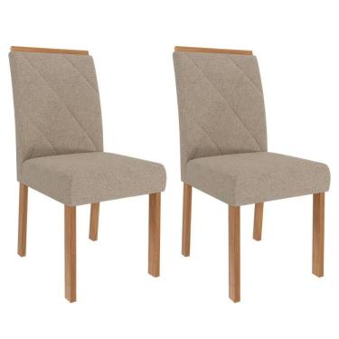 Imagem de Kit 2 Cadeiras Estofadas Madeira Tauari 20223 Linho MOLCI