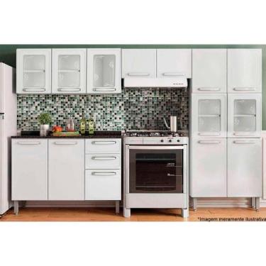 Imagem de Kit de Cozinha Completa 4 Peças Evidence C4P56 14 Portas 2 Gavetas Aço 120cm Branco