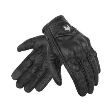 Imagem de Luvas De Couro Vintage Retro Para Motocicleta, Protetoras, Com Tela Se