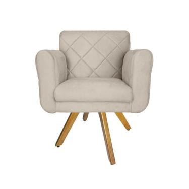 Imagem de Poltrona Estofada Com Base Giratória De Madeira Sala Isabella Suede Be