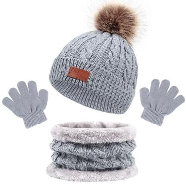 Imagem de Kit inverno infantil gorro cachecol luva bebê touca de lã - Modas Fagu