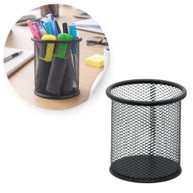 Imagem de Kit Porta canetas Aramado Preto Organizador Mesa Escritório - Morganit