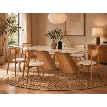 Imagem de Sala de Jantar maciça 6 cadeiras 2,20m corino Orion Imperial