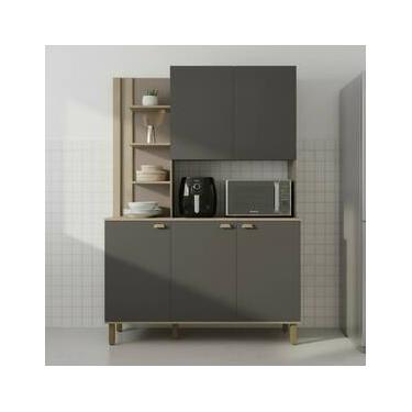Imagem de Cozinha Compacta Bartira Safira 135cm 5 Portas e 3 Prateleiras