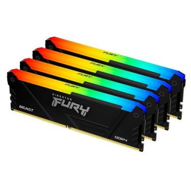 Imagem de Memória RAM Kingston Fury Beast, RGB, 128GB (4x32GB), 3600MHz, DDR4, C