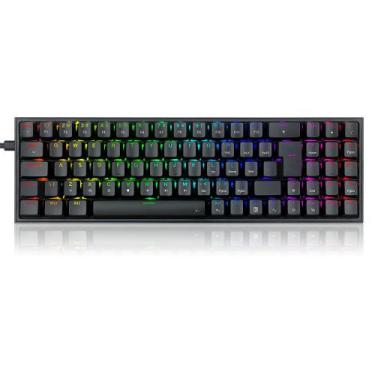 Imagem de Teclado mecanico gamer pollux rgb switch blue redragon k628-rgb-b pret