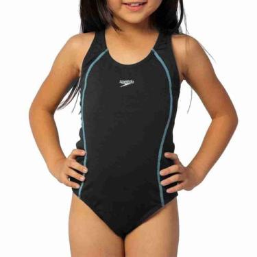 Imagem de Maiô Natação Infantil Speedo Juvenil Acqua Basic Uv 50+, 4, Preto