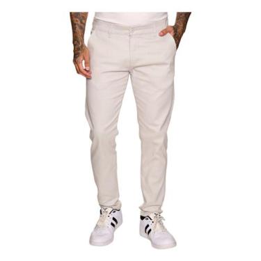 Imagem de Calça Sarja Masculina Reta Esporte Slim Algodão 9455 - Vizzy, Bege, 46
