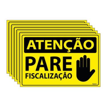 Imagem de Combo 6 Placas De Sinalização Atenção Pare Fiscalização 30x20 Ecom IA 