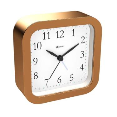 Imagem de Relógio Despertador Herweg Quartz Sem Tic Tac Dourado Fosco 2645-318, 