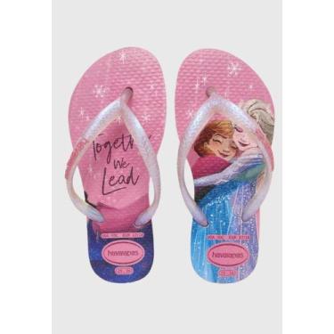 Imagem de Chinelo infantil havaianas meninas kids slim princess, ROSA VERDE, 31/