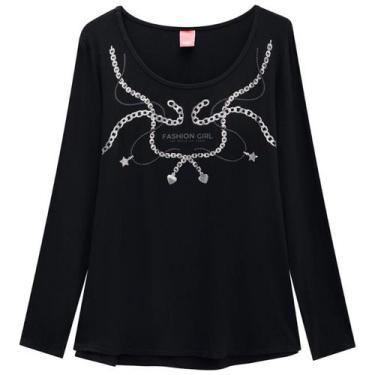 Imagem de Blusa Feminina Manga Longa Malwee Wee Plus Ref. 65775, G1, Preto