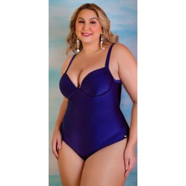 Imagem de Maiô Plus Size Liso Com Bojo Detalhe Costas -  Sol e Água, Marinho, 48