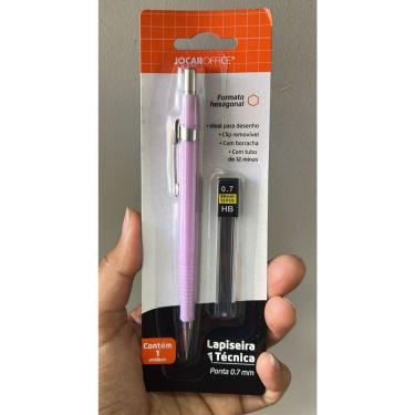 Imagem de Kit Lapiseira Técnica OEM Jocar Office 0.7mm Formato Hexagonal com Tubo 12 Grafites para Desenho Lilás