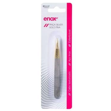 Imagem de Pinça Enox Silver Gold Fina Ref.1702 Remoção de Pelos com Precisão Prata Belliz Company