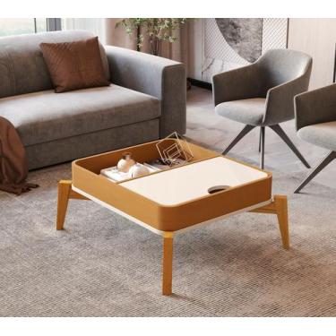 Imagem de Mesa de Centro com Pés em Madeira Maciça 100% MDF Buriti Bege - JB Bec