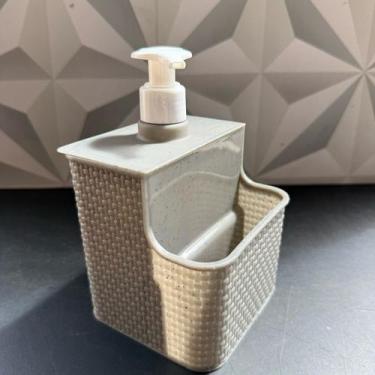 Imagem de Porta detergente de plástico com suporte para bucha cinza plasútil com