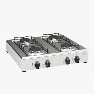 Imagem de Fogão Cooktop de Mesa 4 Bocas Gás Portátil Braslar Inox Preto e Branco
