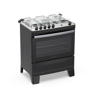 Imagem de Fogão 5 Bocas Atlas Agile Up com Mesa de Inox A Gás Bivolt, Preto, Biv