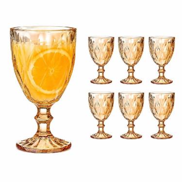 Imagem de Taça Diamond Class Home 330ML em Vidro Âmbar Metalizado com Design em Relevo Elegante para Mesa de Jantar Yeet