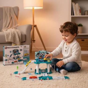 Imagem de Pista Estacionamento de Brinquedo 40 Peças Infantil com Rampas e Mini 