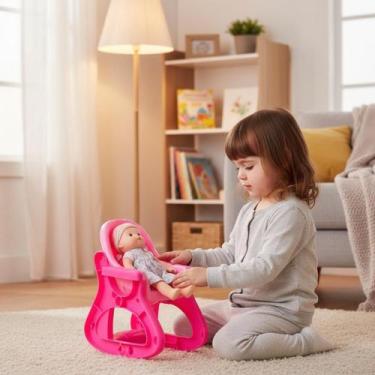 Imagem de Cadeira de Bebê de Brinquedo para Bonecas Modelo Infantil Rosa com Seg