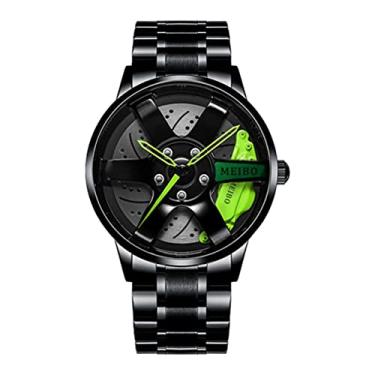 Imagem de Brteyes Relógio esportivo masculino à prova d'água relógios de roda de carro 3D Hollow Wheel Design em aço inoxidável