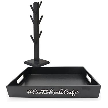 Imagem de Kit Porta Xicaras Bandeja Cantinho do Café Suporte 6 Pinos Canto cafézinho Dupétriz Bebidas Comércio