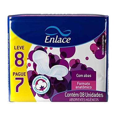 Imagem de Enlace Absorvente Gel Malha com Abas, Branco, Pacote de 8