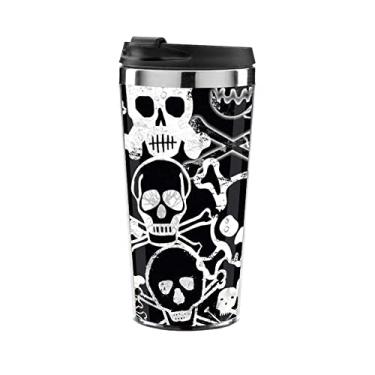 Imagem de Copo Térmico Caveira Tampa Rosqueável - Não Vaza - Inox