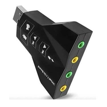 Imagem de Placa de Som USB 7.1 Canal Virtual Com 4 Portas Conexão P2 Para Microfone e Fone De Ouvido 4 Saídas
