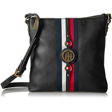Imagem de Tommy Hilfiger Bolsa tiracolo feminina Jaden Plus, Cloreto de polivinila preto, One Size, Bolsa transversal Jaden Plus